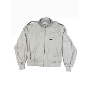 Members Only Mens Light Gray Classic Racer‎ Bomber Jacket Vintage Size 42